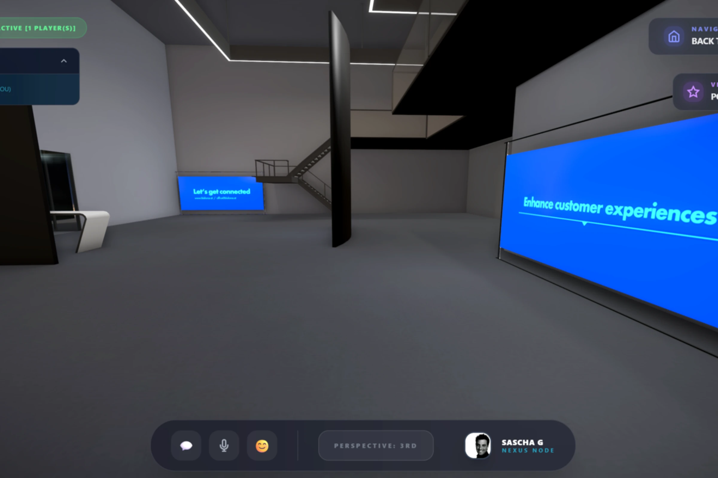 GreenGalaxy product experience inside an XR business room